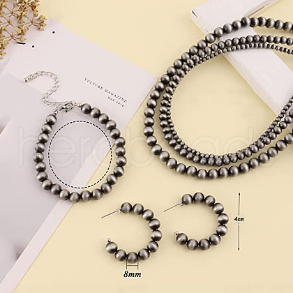 CCB Plastic 8mm Round Beaded Bracelets & Earrings & Multilayer Necklaces Sets FS-WG59BA8-01-1