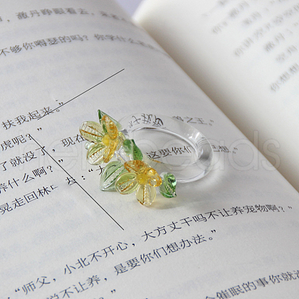 Flower Glass Finger Rings FS-WG137CE-02-1