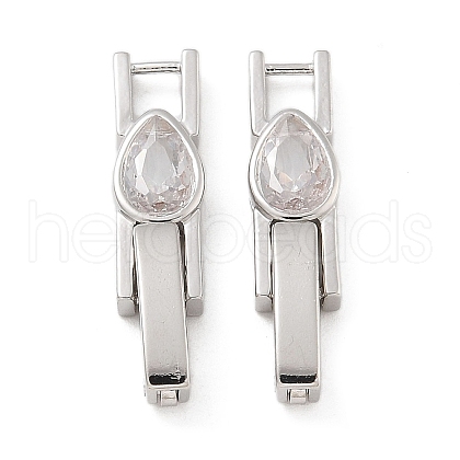 Rack Plating Brass Micro Pave Cubic Zirconia Watch Band Clasps KK-A234-016P-03-1