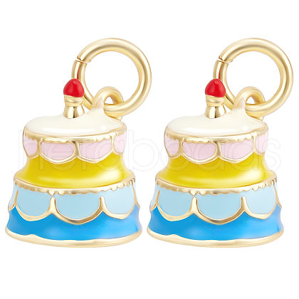 Beebeecraft 6Pcs Real 18K Gold Plated Brass Enamel Pendants KK-BBC0015-31-1