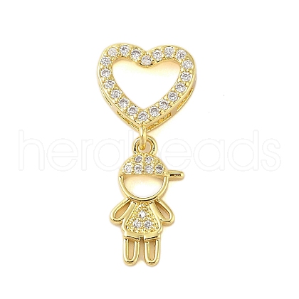 Rack Plating Brass Micro Pave Clear Cubic Zirconia Pendants KK-S380-35A-G-1