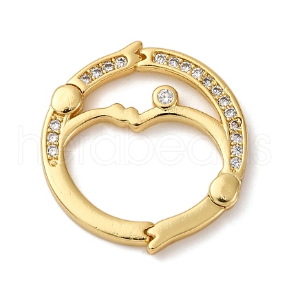 Flat Round Brass Micro Pave Cubic Zirconia Twister Clasps KK-P308-51G-1
