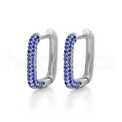 Rectangle S925 Sterling Silver Hoop Earrings AK6460-12-1
