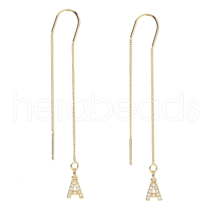 Brass Micro Pave Clear Cubic Zirconia Ear Threads EJEW-JE04295-01-1