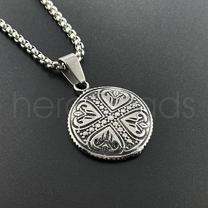 Punk Style Stainless Steel Heart Cross Pendant Necklaces Vintage Trendy Men Stainless Steel Jewelry TC5378-1