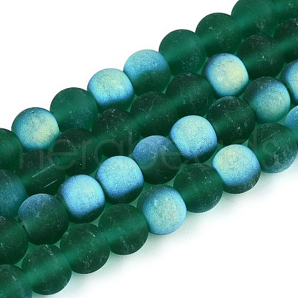 Frosted Transparent Glass Beads Strands GLAA-T032-T6mm-MBB21-1