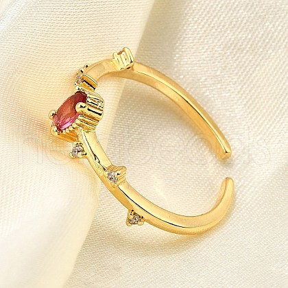 Brass Micro Pave Cubic Zirconia Cuff Rings for Women RJEW-H247-24G-1