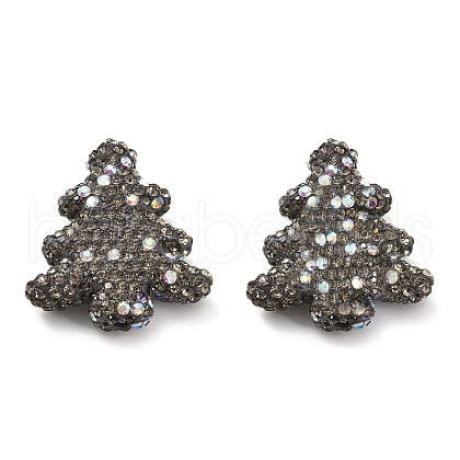 Christmas Tree Polymer Clay Rhinestone Beads CLAY-NH0001-14G-1
