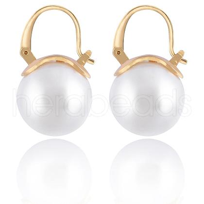 Pearl Earrings Gray Round Ball Hoop Dangle Earrings Stud Elegant Shell Pearl Drop Stud Imitation Freshwater Cultured Pearls Earrings Brass Charms Jewelry Gift for Women JE1096A-1