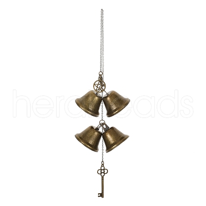 Iron Bell & Alloy Key Charm Hanging Ornaments HJEW-JM03429-01-1