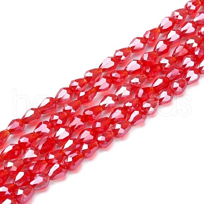 Electroplate Glass Beads Strands X-EGLA-R008-6x4mm-9-1