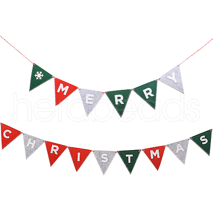 Merry Christmas Cloth Flag Banners DIY-WH0401-90-1