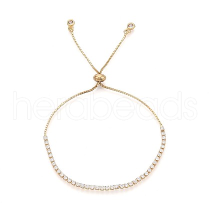 Cubic Zirconia Tennis Bracelet BJEW-T020-03B-02G-1