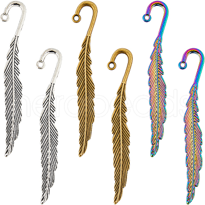 SUNNYCLUE 12Pcs 3 Style Alloy Bookmarks Finding with Hole PALLOY-SC0004-29-1