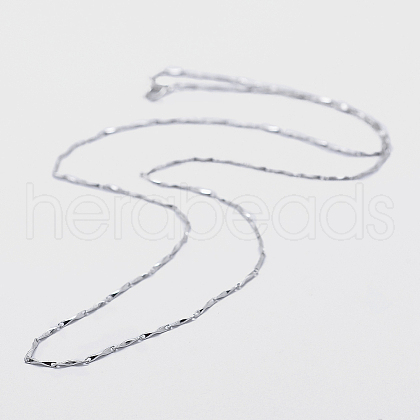 Anti-Tarnish Rhodium Plated 925 Sterling Silver Chain Necklaces STER-F039-12P-1