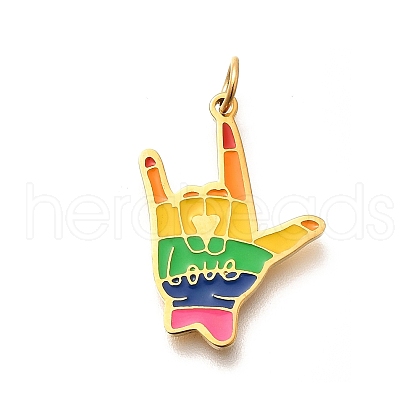 Pride 304 Stainless Steel Enamel Pendants STAS-B079-01G-15-1