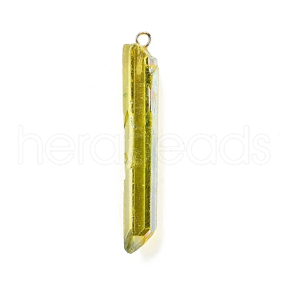 Electroplated Natural Quartz Pendants G-P315-B01-02G-1