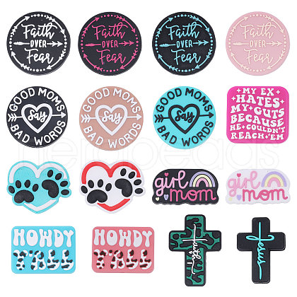 CHGCRAFT 16Pcs 16 Styles Silicone Focal Beads SIL-CA0004-52-1