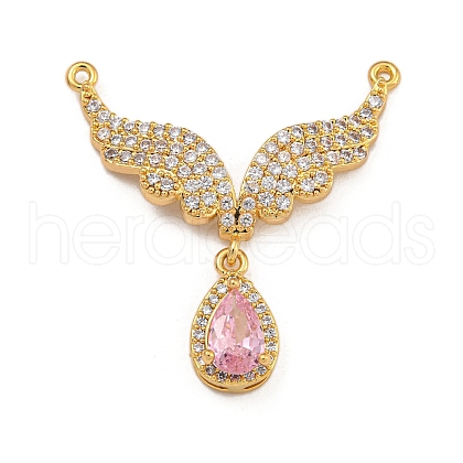 Rack Plating Brass Micro Pave Cubic Zirconia Pendants KK-U035-02G-1