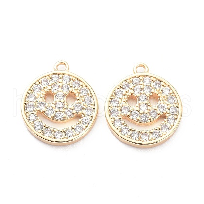 Brass Micro Pave Clear Cubic Zirconia Charms Pendants X-ZIRC-K086-26G-1