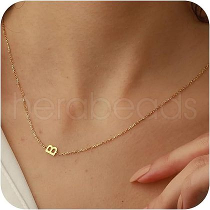 Brass Initial Link Chain Necklaces for Women FS-WG848C9-02-1