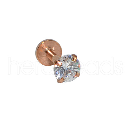 304 Stainless Steel Clear Cubic Zirconia Internally Threaded Labrets For Women Men WGF4990-17-1