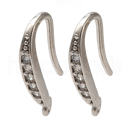 Rack Plating Brass Micro Pave Clear Cubic Zirconia Earring Hooks KK-A231-06P-1