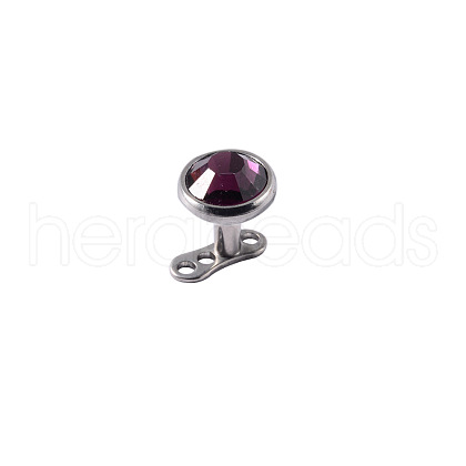 Stainless Steel Rhinestone Dermal Anchor Base/Top for Women Men WGB1D88-21-1
