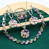 Flower Brass Pave Cubic Zirconia Pendant Necklaces & Earring & Ring & Link Bracelets Sets for Women FS-WG38B31-02-1