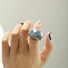 Fashionable 304 Stainless Steel & Natural Labradorite Finger Rings FS-WG90577-34-1