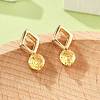 Rhombus & Flat Round Brass Micro Pave Cubic Zirconia Stud Earrings for Women EJEW-G428-20G-4