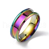 201 Stainless Steel Grooved Finger Ring Settings STAS-TAC0002-80B-M-1