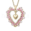 Seed Beads & Glass Heart Pendant Necklaces NJEW-MZ00043-1
