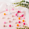 SOFPLATE 60Pcs 2 Styles Round Silicone Focal Beads with Fluorescence Acrylic Beads SIL-SP0001-01A-4