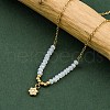Ion Plating(IP) 304 Stainless Steel & Glass Flower Pendant Necklaces for Women NJEW-K255-34G-02-3