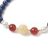 3Pcs Shell Pearl Bead & Natural Carnelian & Dyed White Jade & Dyed Lapis Lazuli & Green Aventurine & Yellow Jade Beaded Stretch Bracelets for Women BJEW-JB11938-5