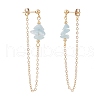 Natural Aquamarine Chip Beads Dangle Stud Earrings for Women EJEW-TA00028-01-3