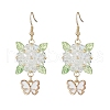 304 Stainless Steel Flower with Butterfly Dangle Earrings EJEW-MZ00455-02-1