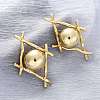 Rhombus with Round Brass Stud Earrings EJEW-R025-03G-2
