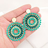 Glass Seed Braided Flat Round Dangle Earrings for Women FIND-PW0024-18-3