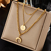 304 Stainless Steel 3 Layer Pendant Necklaces for Women FS-WGA8BFF-03-1