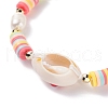 Natual Shell with Evil Eye & Pearl Braided Bead Bracelets Set BJEW-TA00049-14