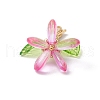 Flower Glass Pendants Decorations HJEW-MZ00213-05-4