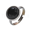 Half Round Natural Black Agate Finger Rings X-RJEW-M062-01P-05-2