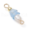 Frosted Flower Natural Cultured Freshwater Pearl & Acrylic Connector Charms PALLOY-JF03590-10-4