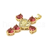 Rack Plating Brass Micro Pave Cubic Zirconia Heart Shape Virgin Mary Cross Pendant KK-S380-44G-G-2