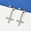 201 Stainless Steel Dangle Stud Earrings EJEW-P314-01A-P-3