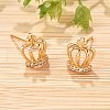 Crown Brass Micro Pave Clear Cubic Zirconia Stud Earrings for Women EJEW-G428-06G-1
