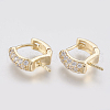 Brass Micro Pave Cubic Zirconia Ear Harp Hoop Earring Findings ZIRC-Q019-004G-1