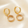 Elegant Brass Clear Cubic Zirconia Hoop Earrings HI6986-1-2